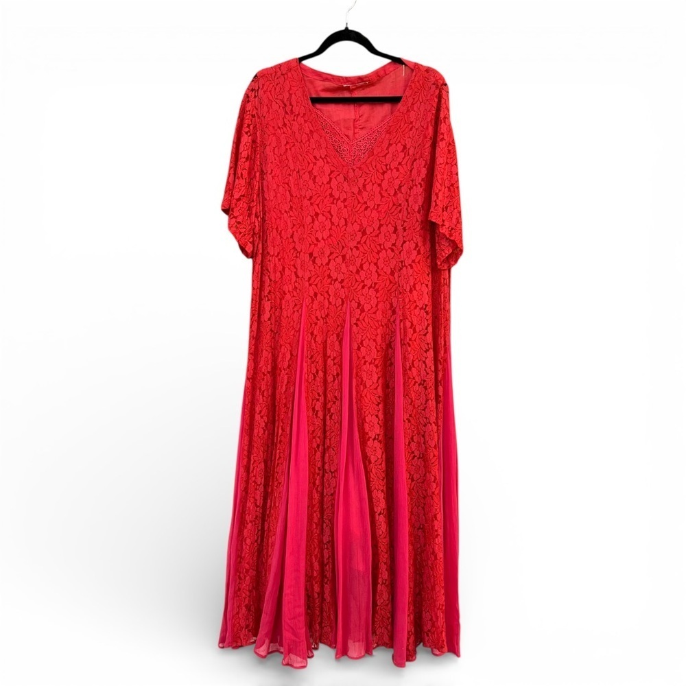 Vintage Red Lace Maxi Dress